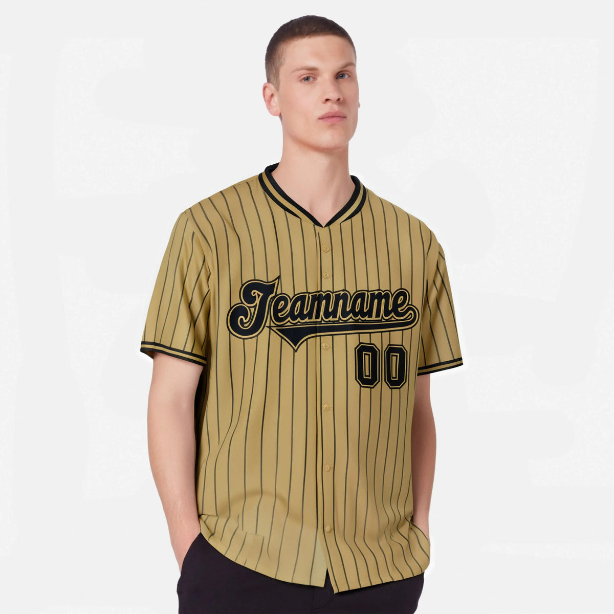Custom Brwon Black Pinstripe Black-Brown Authentic Baseball Jersey