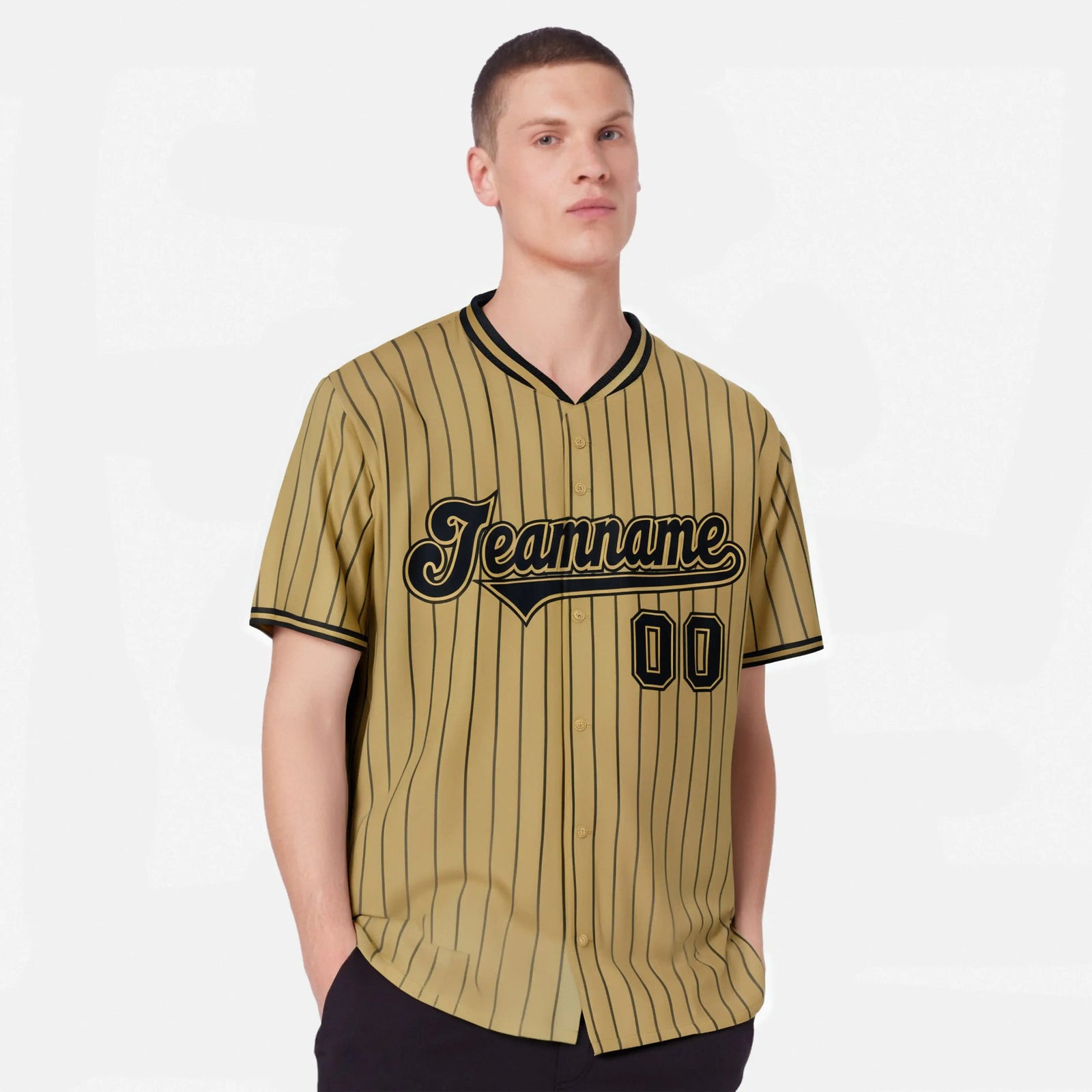 Custom Brwon Black Pinstripe Black-Brown Authentic Baseball Jersey