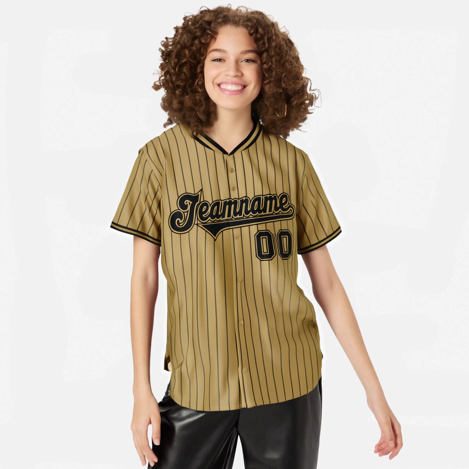 Custom Brwon Black Pinstripe Black-Brown Authentic Baseball Jersey