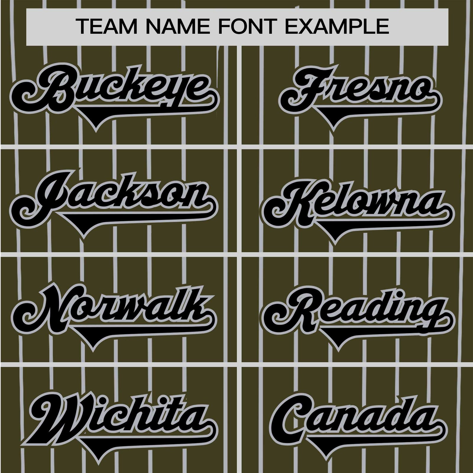 Custom Olive Black Pinstripe Black-Gray Authentic Baseball Jersey