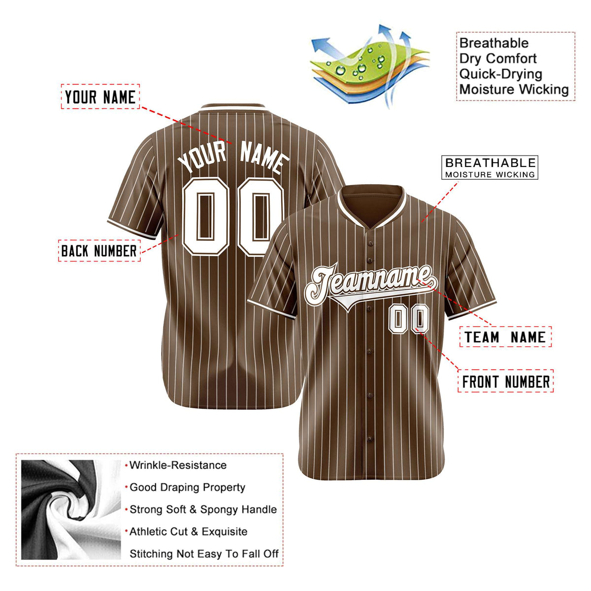 Custom Olive White Pinstripe White-Olive Authentic Baseball Jersey