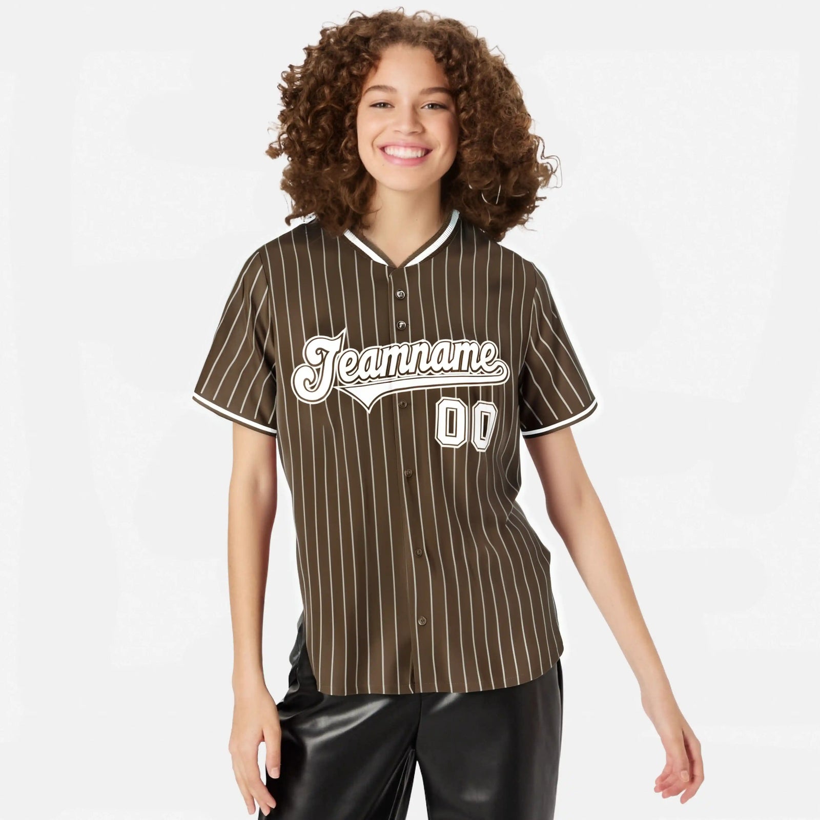 Custom Olive White Pinstripe White-Olive Authentic Baseball Jersey