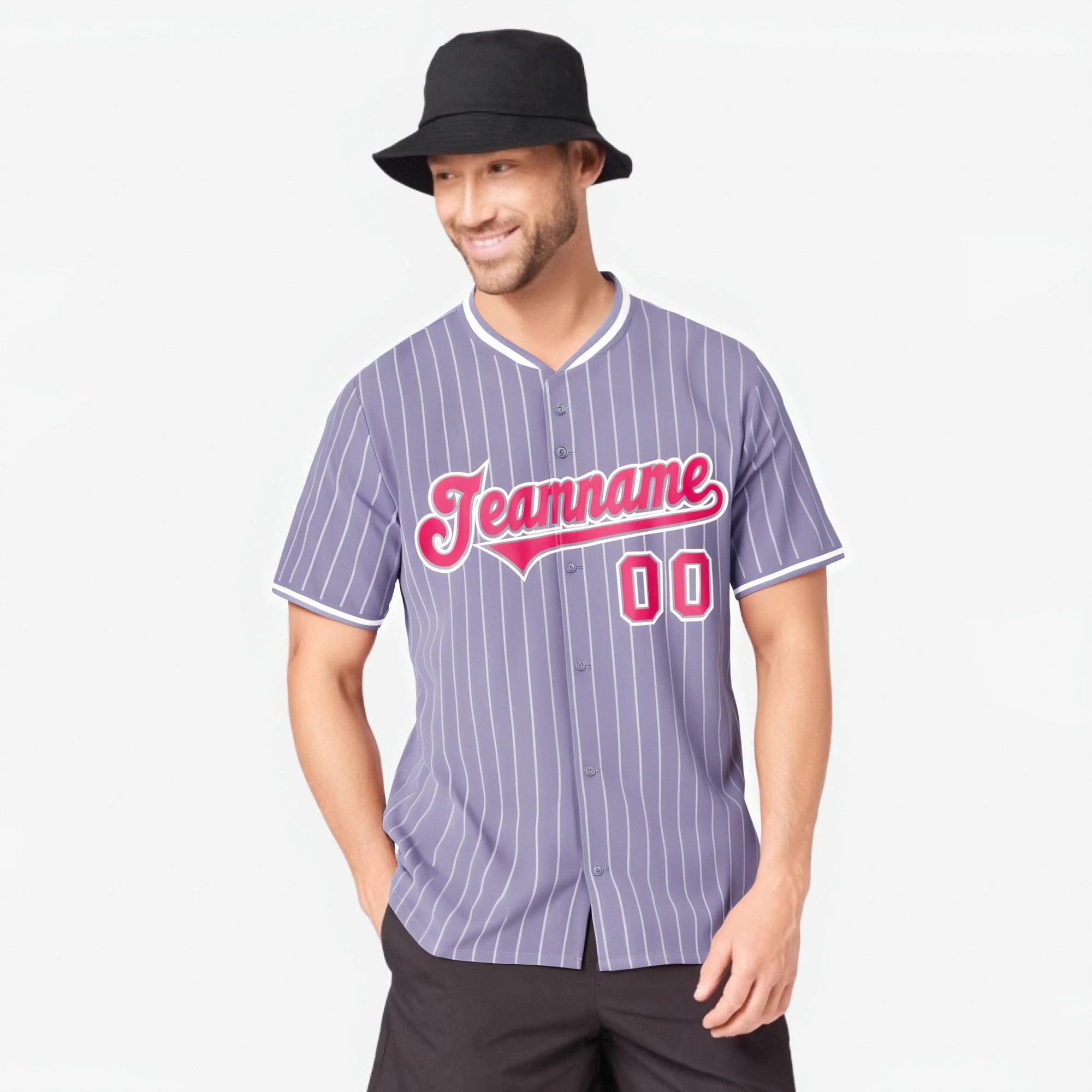 Custom Light Purple White Pinstripe Pink-White Authentic Baseball Jersey