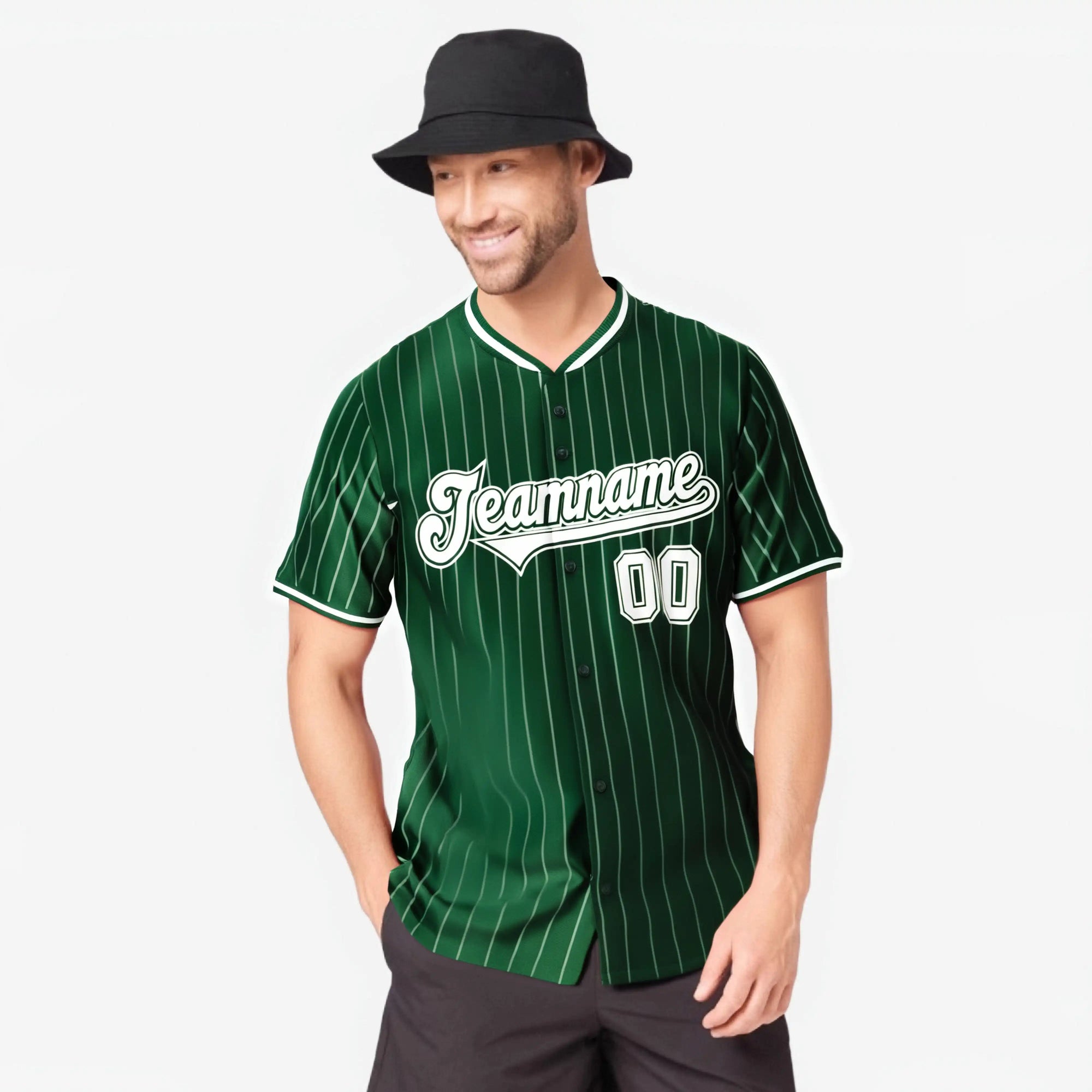 Custom Midnight Green White Pinstripe White Midnight-Green Authentic Baseball Jersey