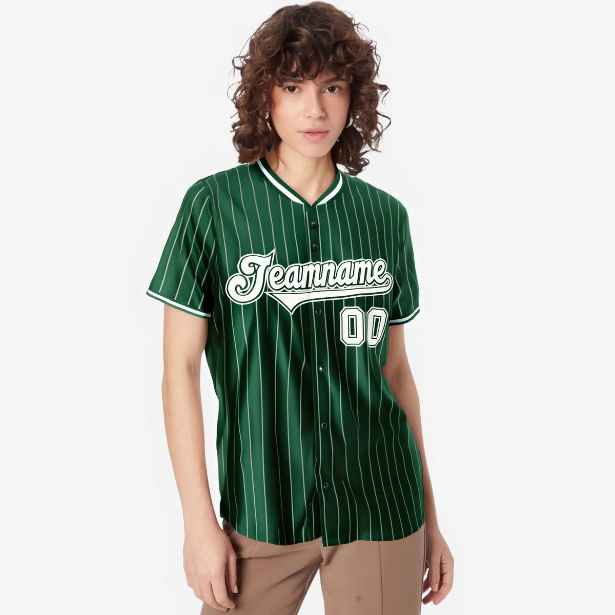 Custom Midnight Green White Pinstripe White Midnight-Green Authentic Baseball Jersey