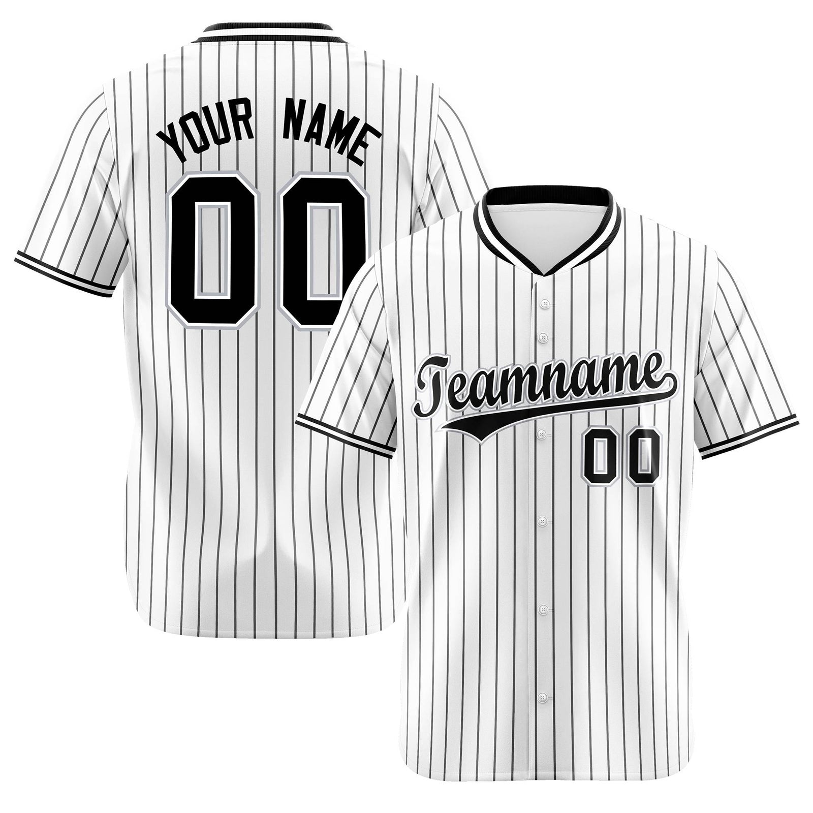 Custom White Black Pinstripe White-Black Authentic Baseball Jersey