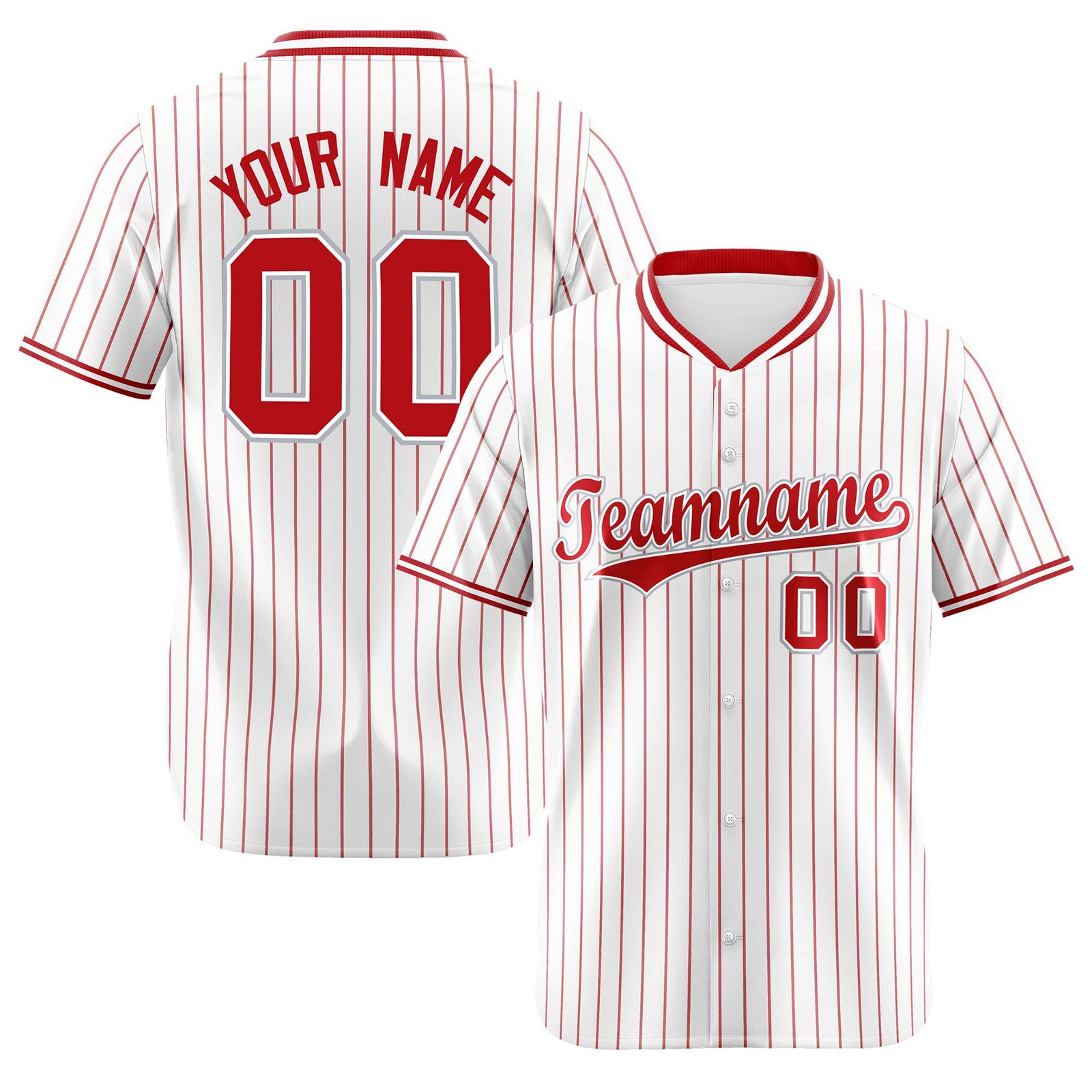 Custom White Red Pinstripe White-Red Authentic Baseball Jersey