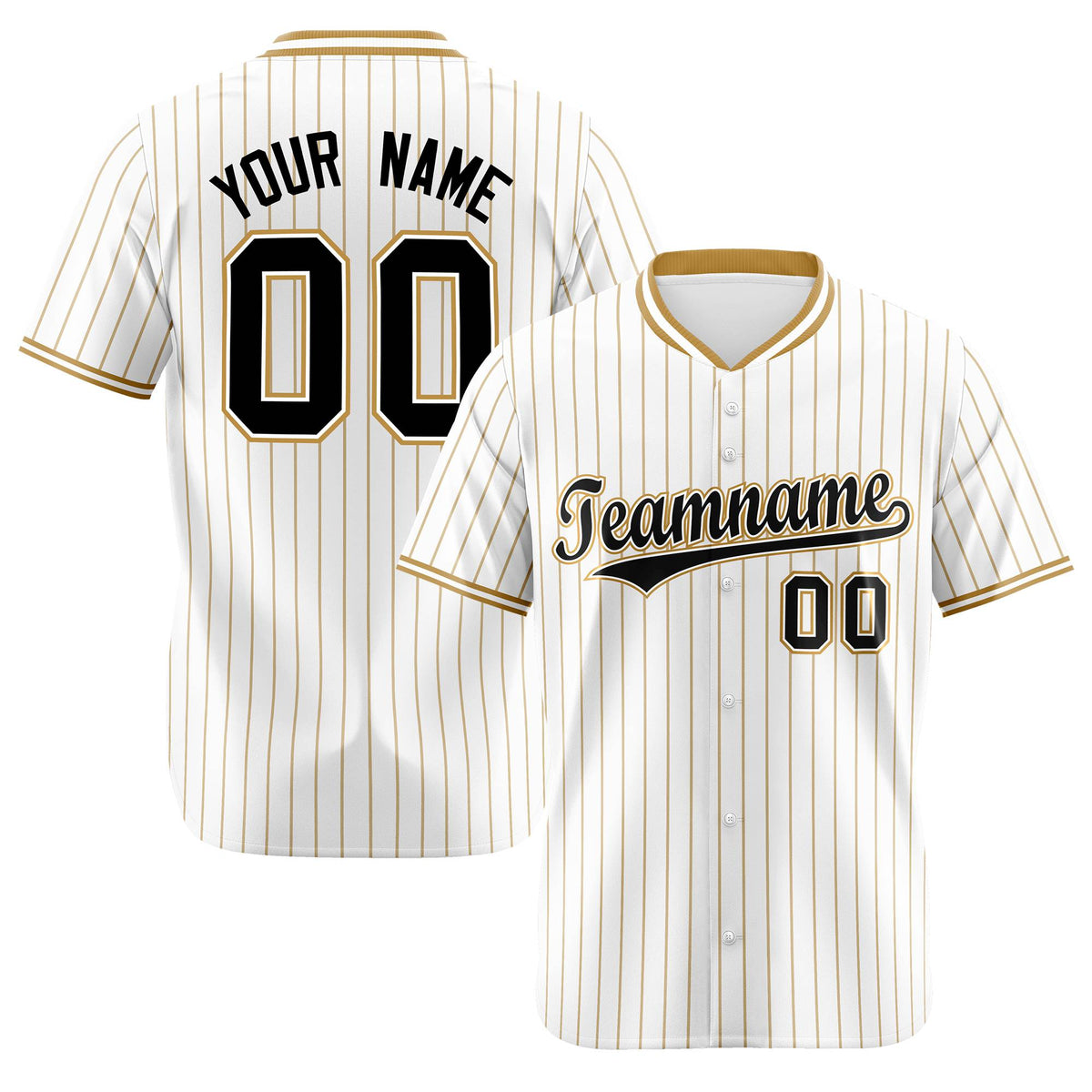 Custom White Brown Pinstripe White-Brown Black Authentic Baseball Jersey