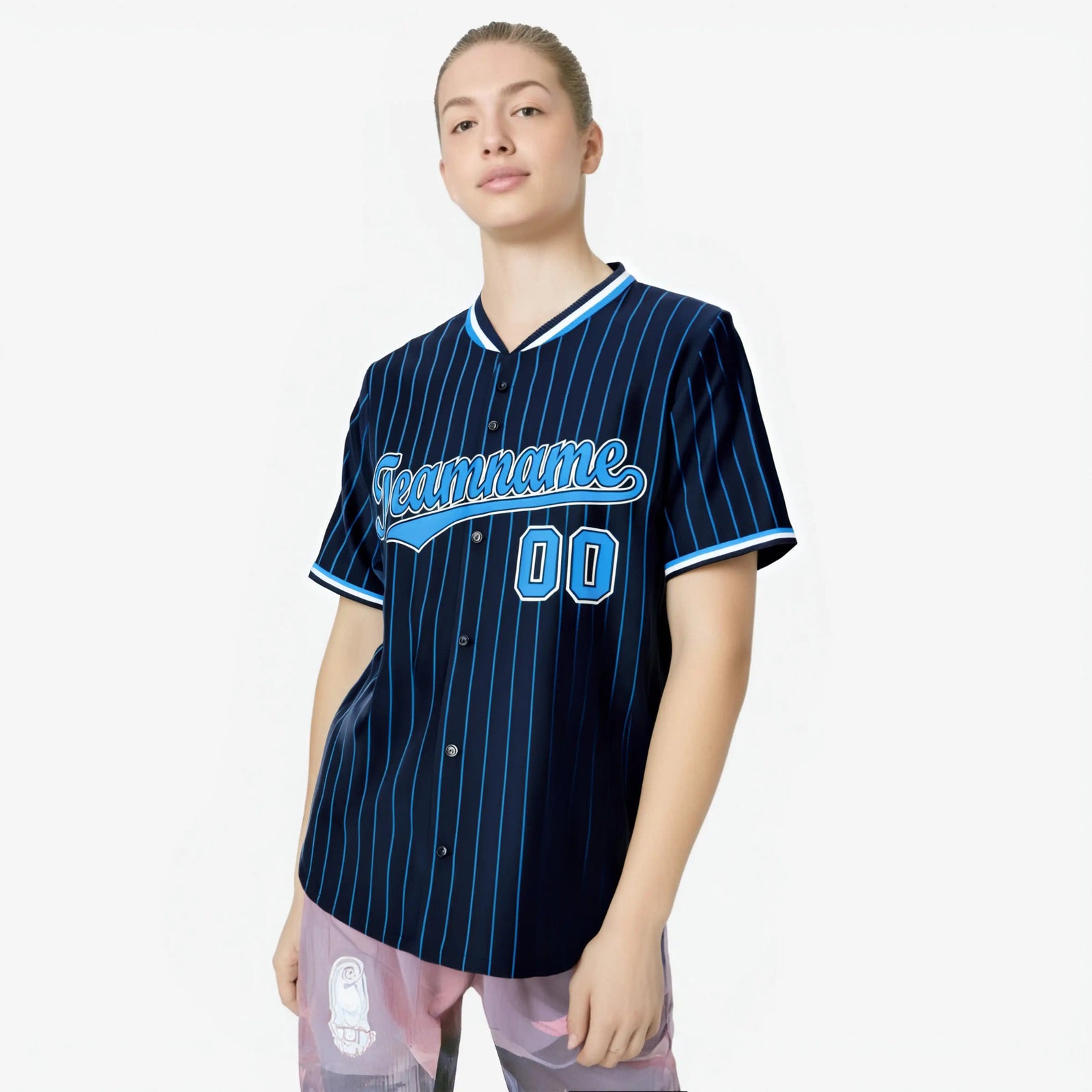 Custom Navy Blue Pinstripe Blue-White Authentic Baseball Jersey