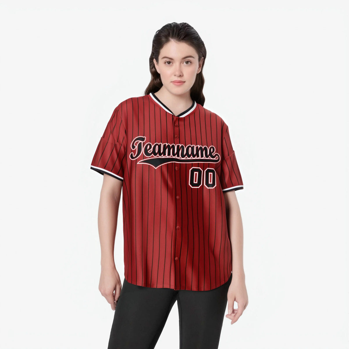 Custom Red Navy Pinstripe Navy-White Authentic Baseball Jersey