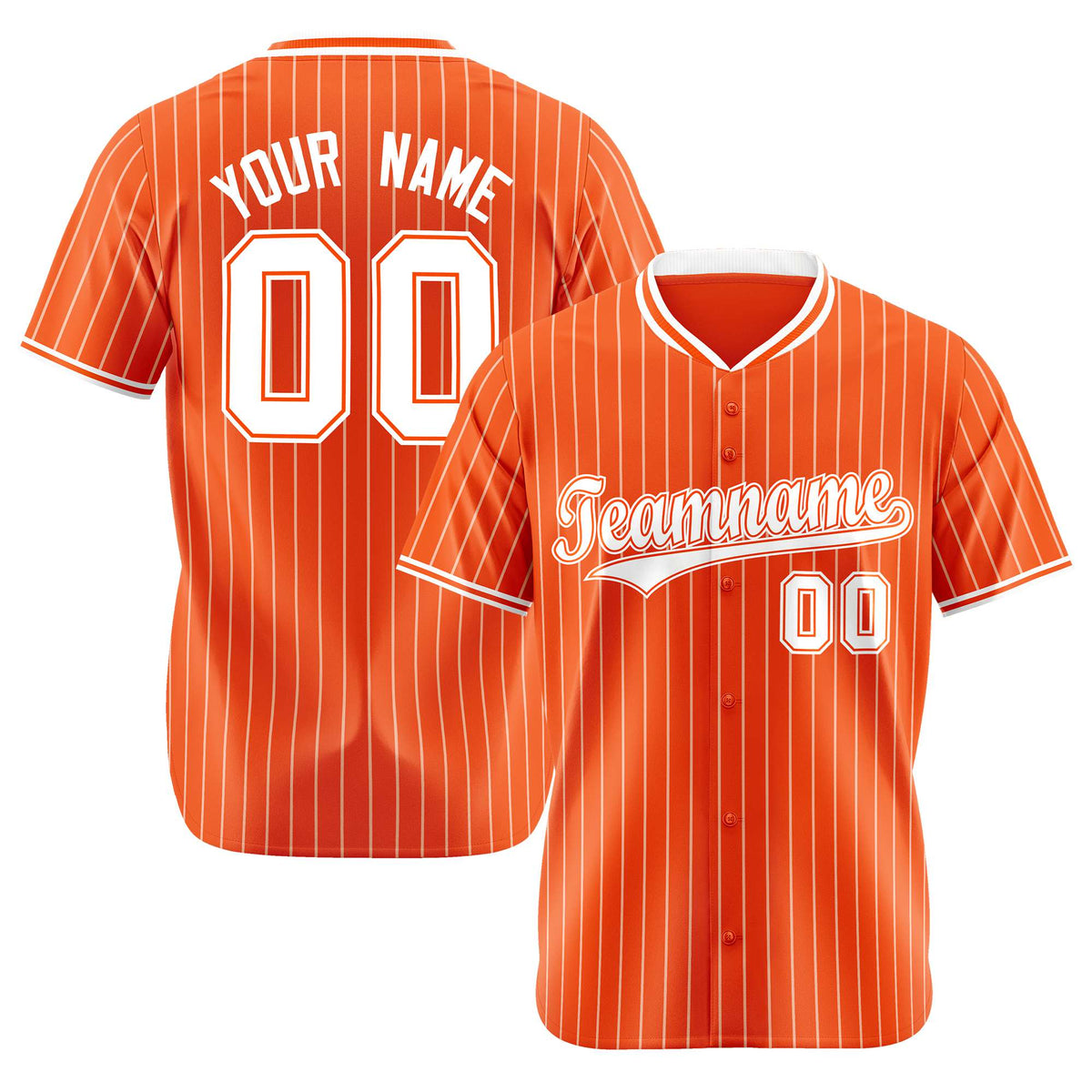 Custom Orange White Pinstripe White-Orange Authentic Baseball Jersey