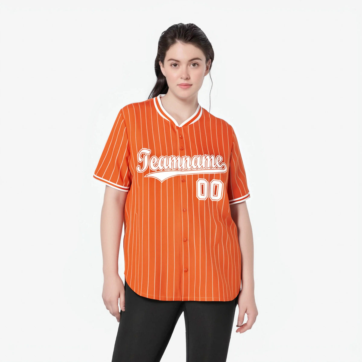 Custom Orange White Pinstripe White-Orange Authentic Baseball Jersey