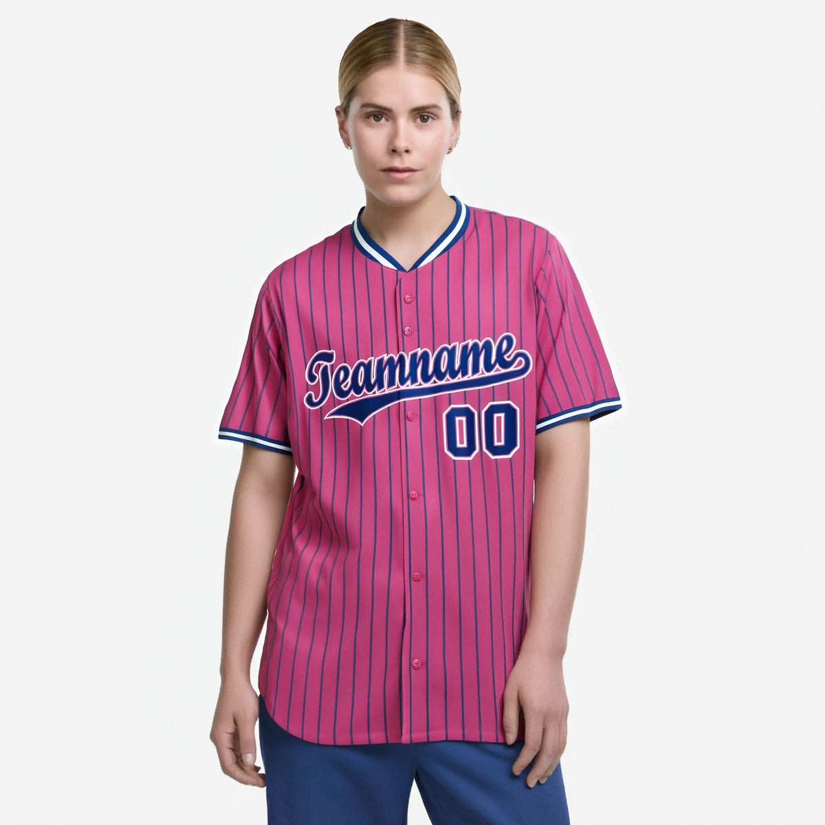 Custom Pink Neon-Green Pinstripe Neon-Green White Authentic Baseball Jersey