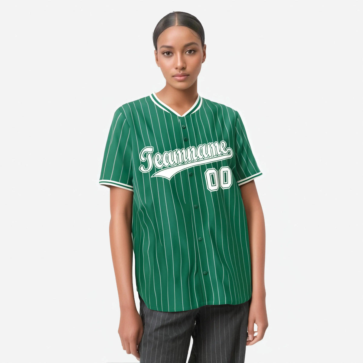 Custom Kelly Green Yellow Pinstripe Yellow-White Authentic Baseball Jersey