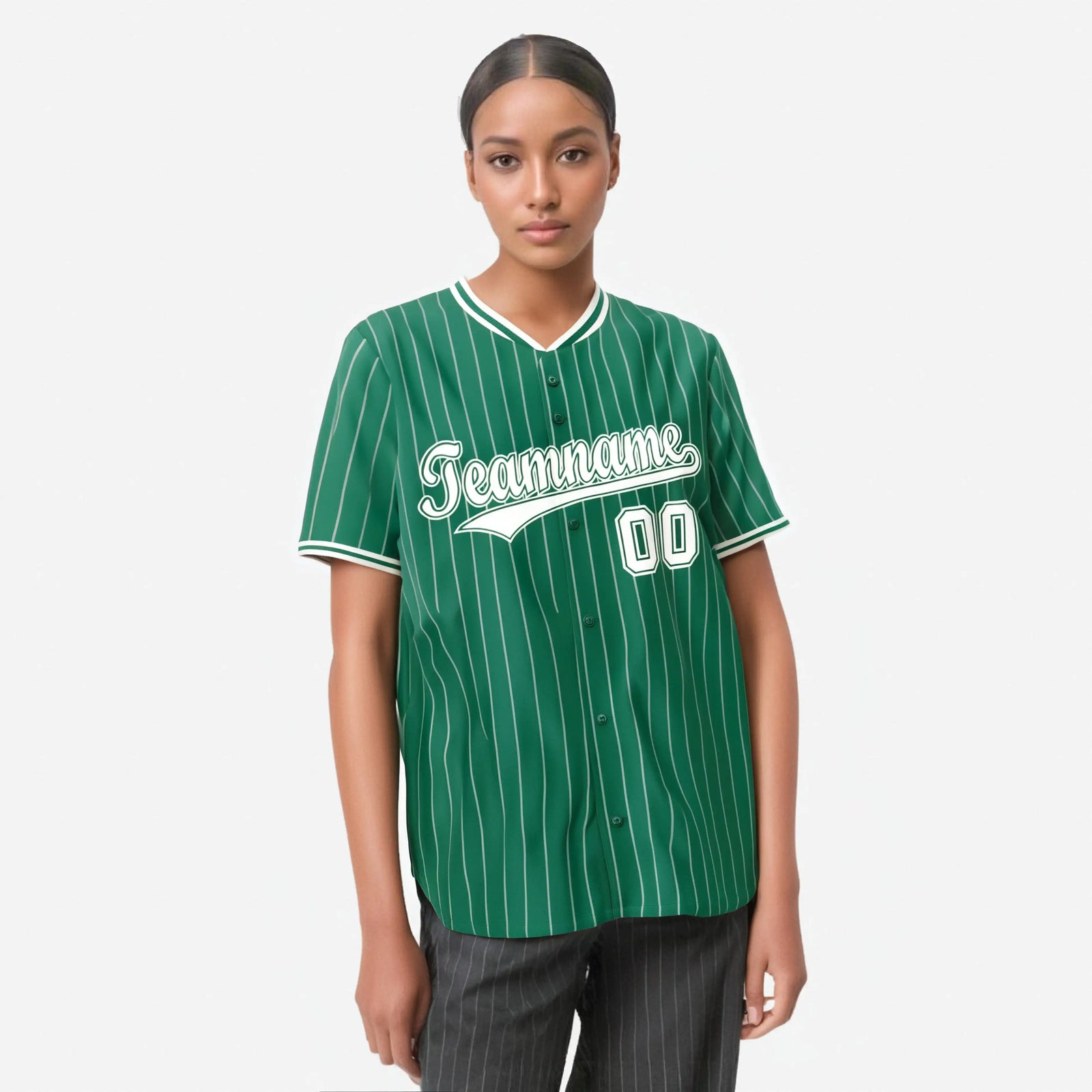 Custom Kelly Green Yellow Pinstripe Yellow-White Authentic Baseball Jersey