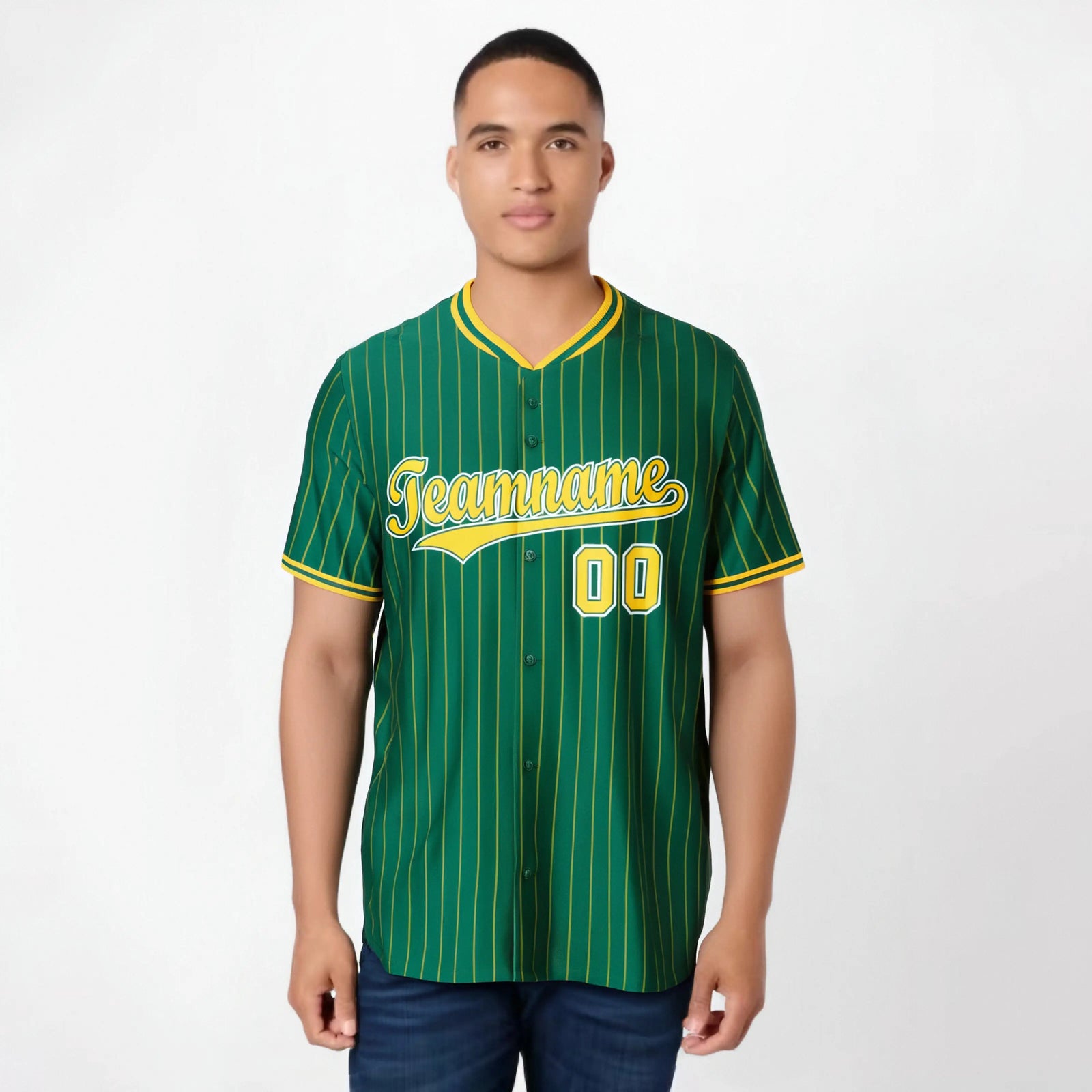 Custom Kelly Green Orange Pinstripe Orange-White Authentic Baseball Jersey