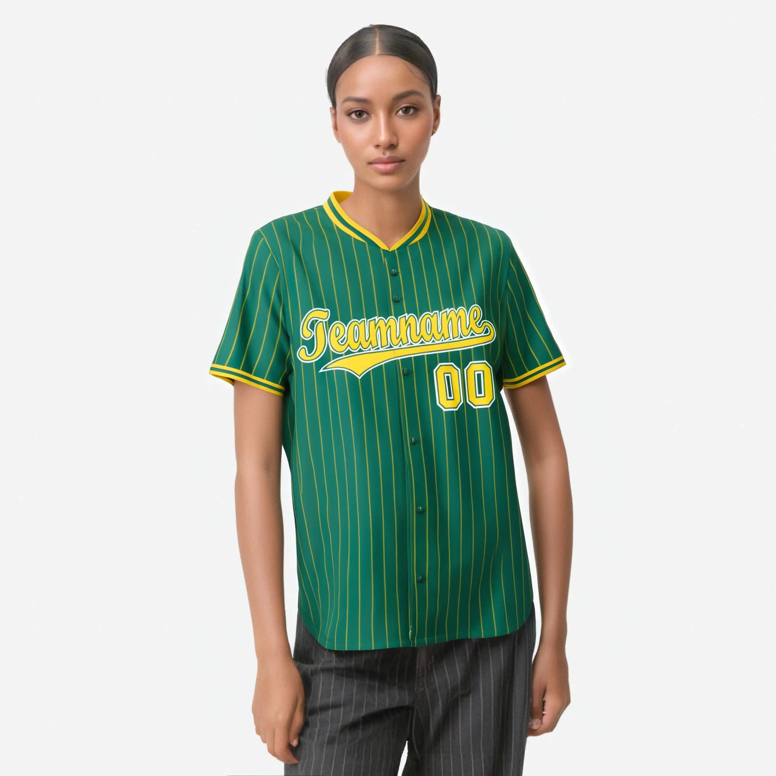 Custom Kelly Green Orange Pinstripe Orange-White Authentic Baseball Jersey