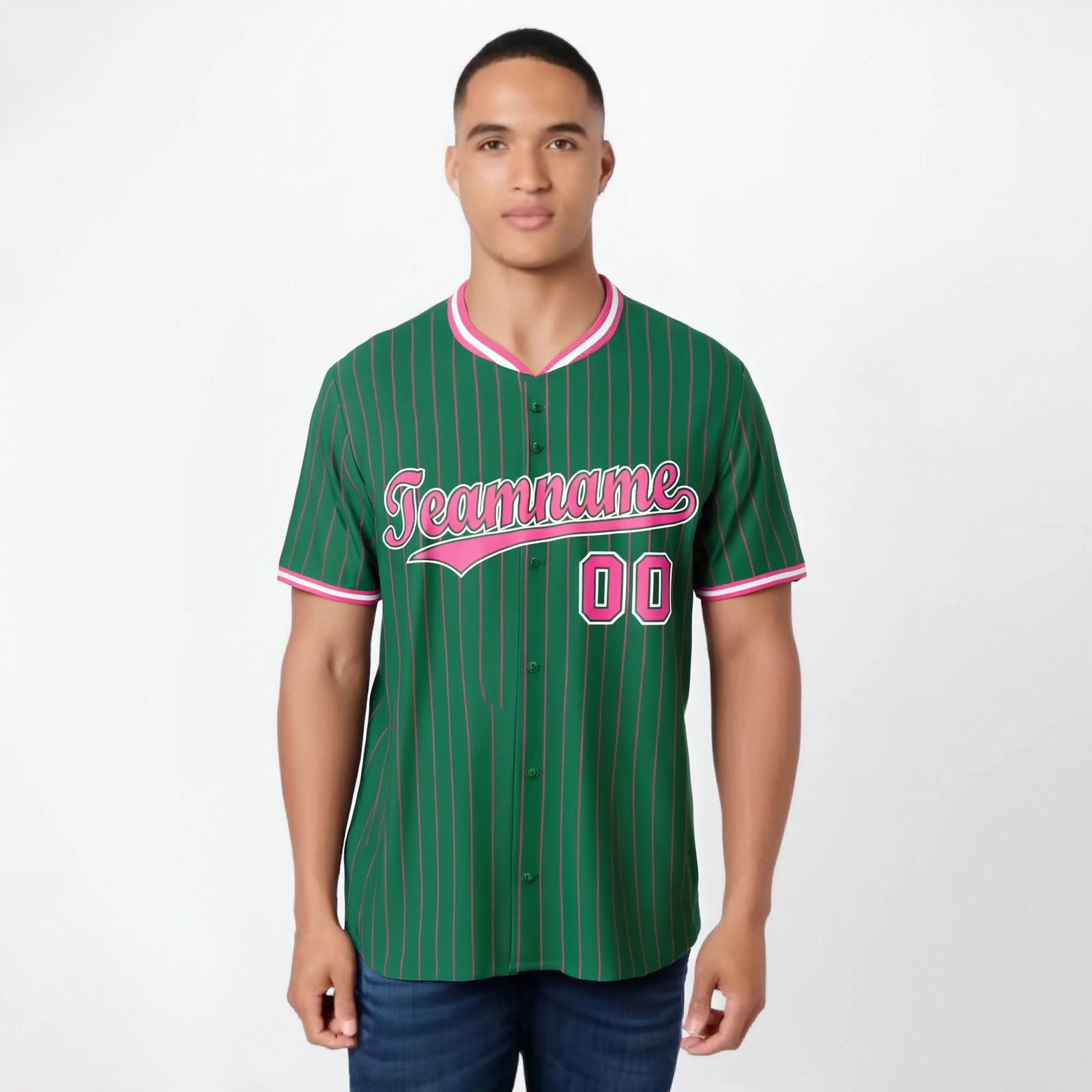 Custom Kelly Green Neon-Green Pinstripe Neon-Green White Authentic Baseball Jersey