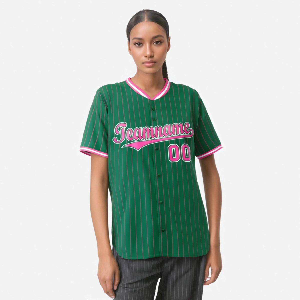 Custom Kelly Green Neon-Green Pinstripe Neon-Green White Authentic Baseball Jersey