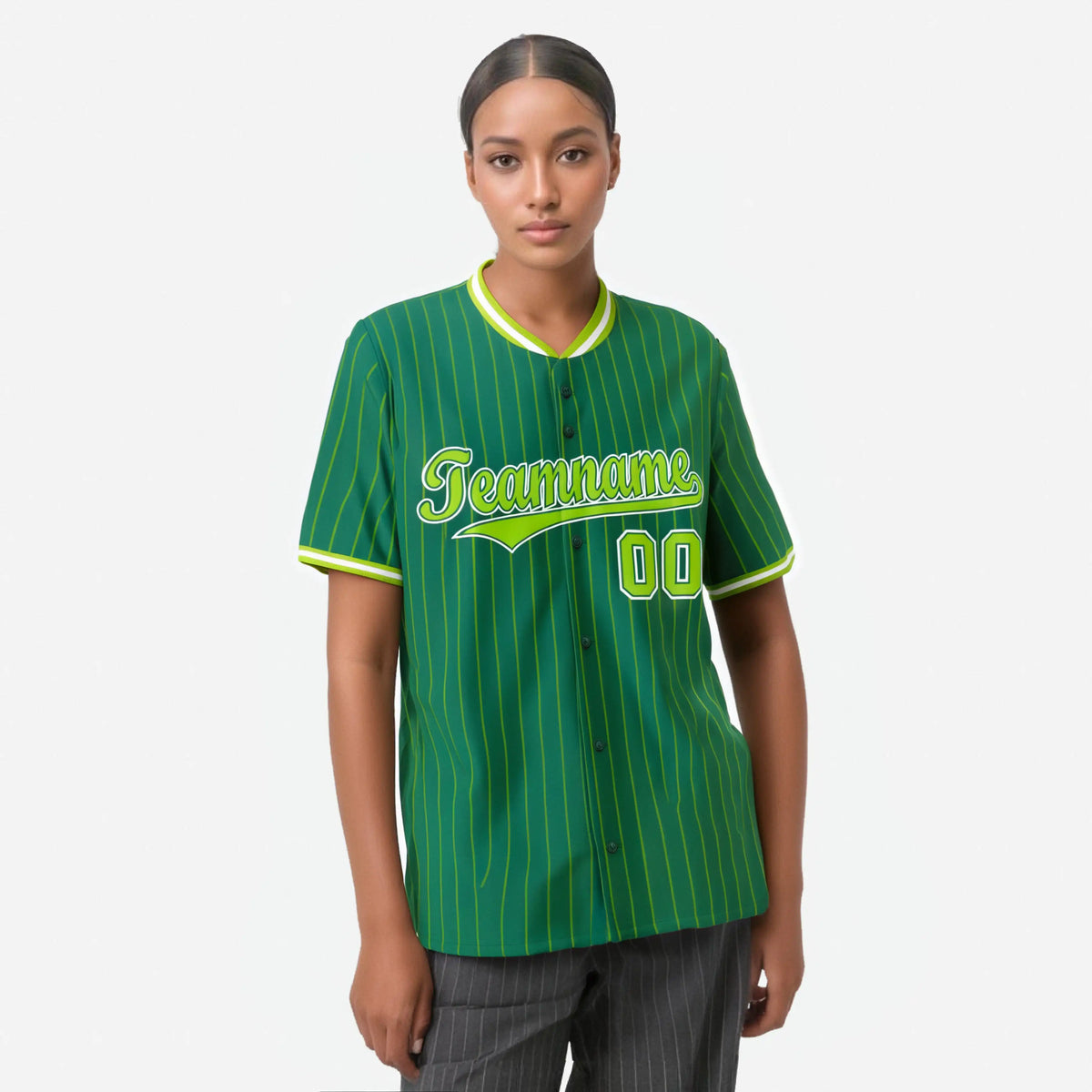 Custom Kelly Green Navy Pinstripe Navy-White Authentic Baseball Jersey