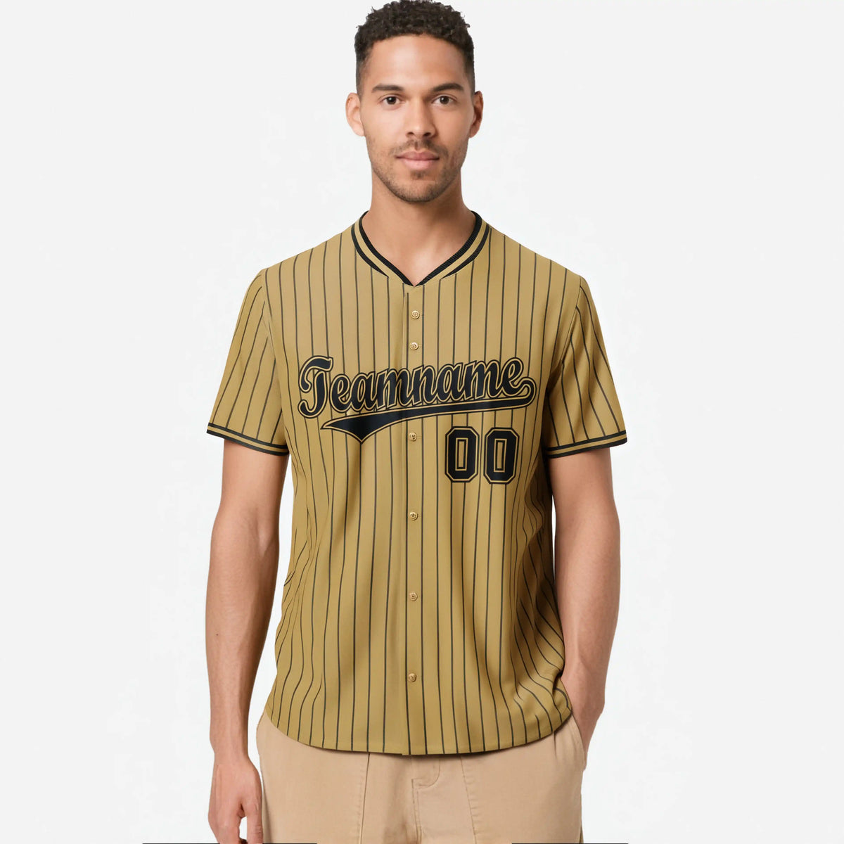 Custom Brwon Black Pinstripe Black-Brown Authentic Baseball Jersey