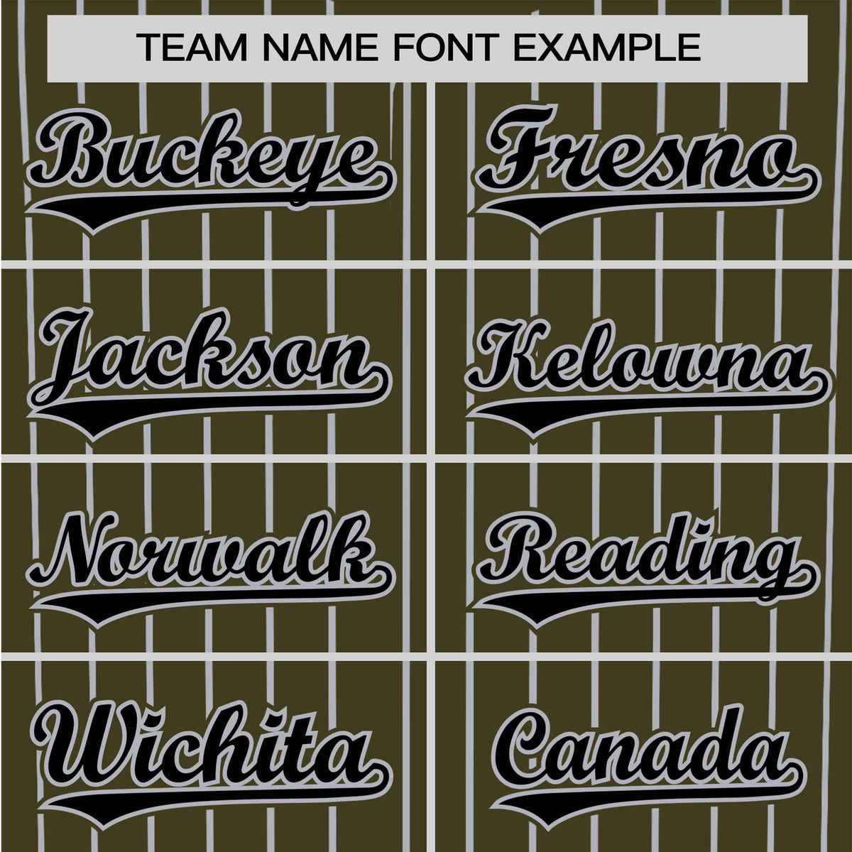 Custom Olive Black Pinstripe Black-Gray Authentic Baseball Jersey