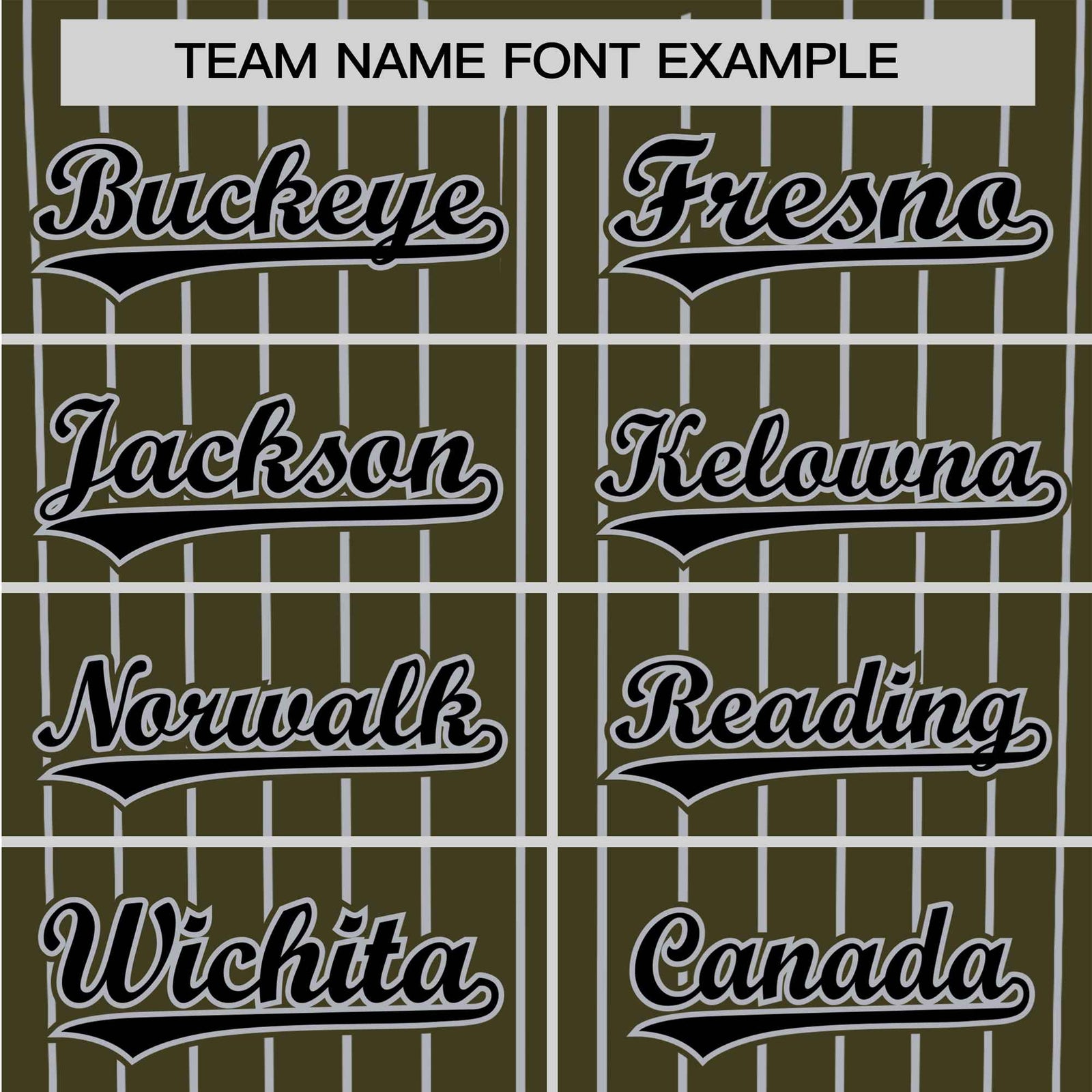 Custom Olive Black Pinstripe Black-Gray Authentic Baseball Jersey