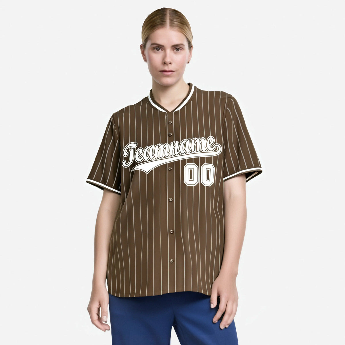 Custom Olive White Pinstripe White-Olive Authentic Baseball Jersey