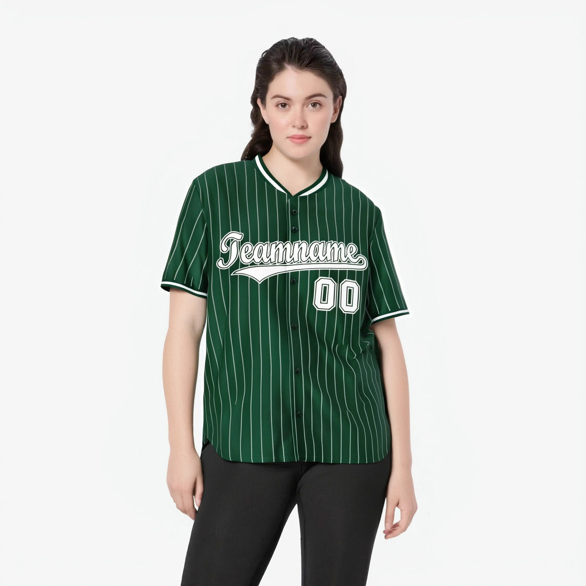 Custom Midnight Green White Pinstripe White Midnight-Green Authentic Baseball Jersey