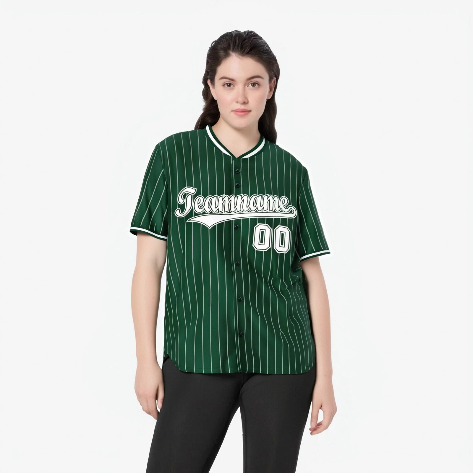 Custom Midnight Green White Pinstripe White Midnight-Green Authentic Baseball Jersey