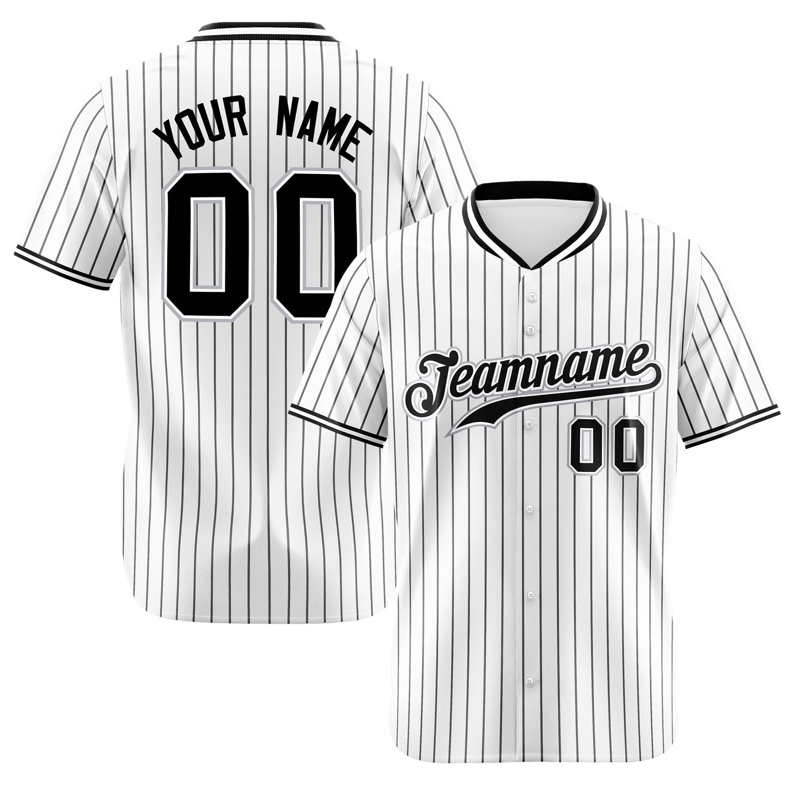 Custom White Black Pinstripe White-Black Authentic Baseball Jersey