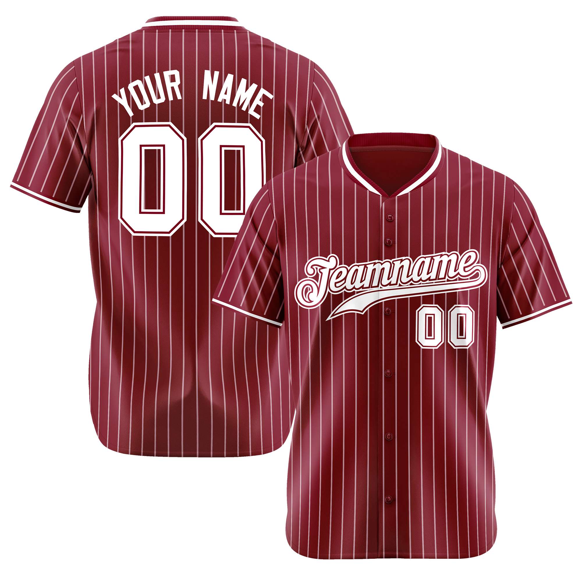 Custom Crimson White Pinstripe White-Crimson Authentic Baseball Jersey