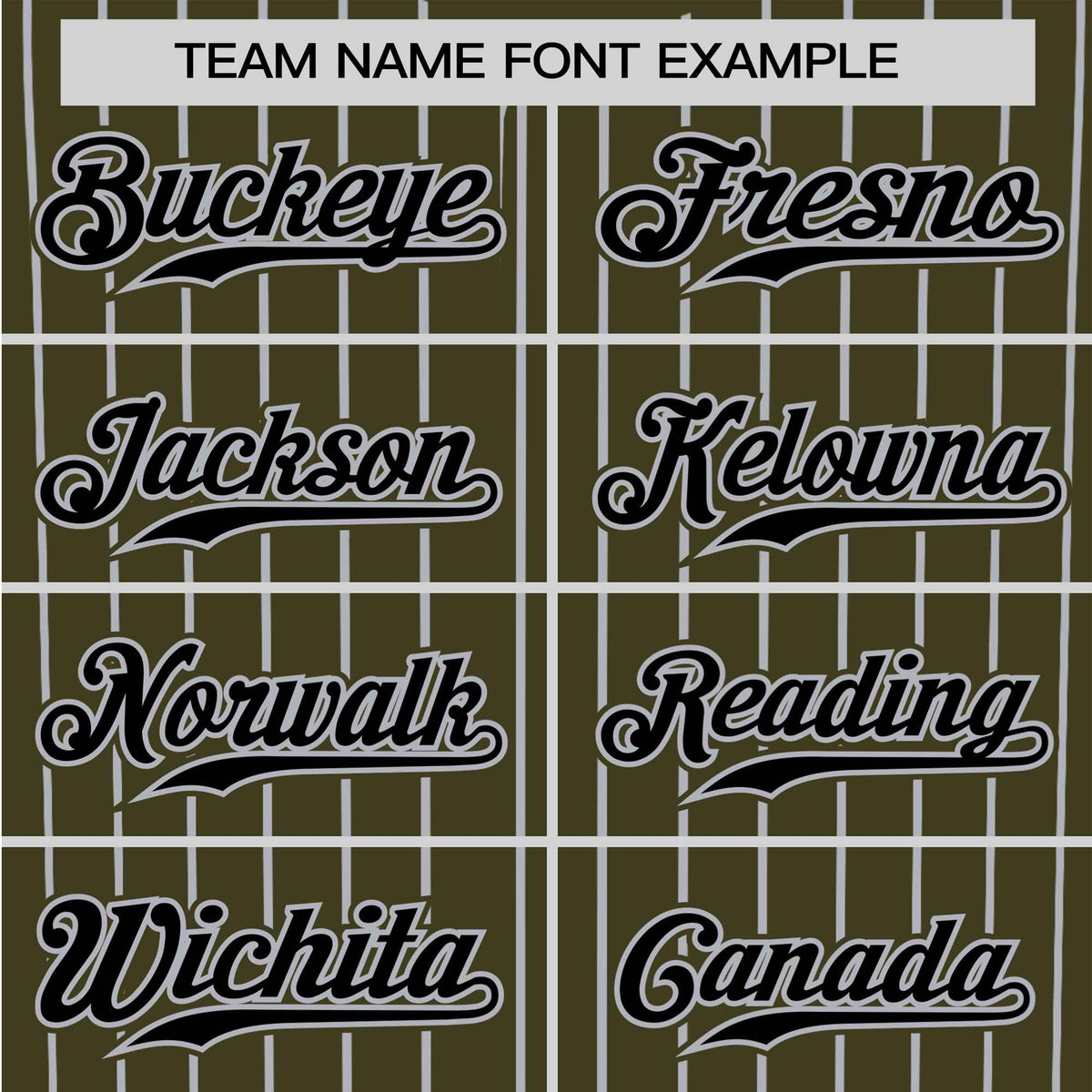 Custom Olive Black Pinstripe Black-Gray Authentic Baseball Jersey