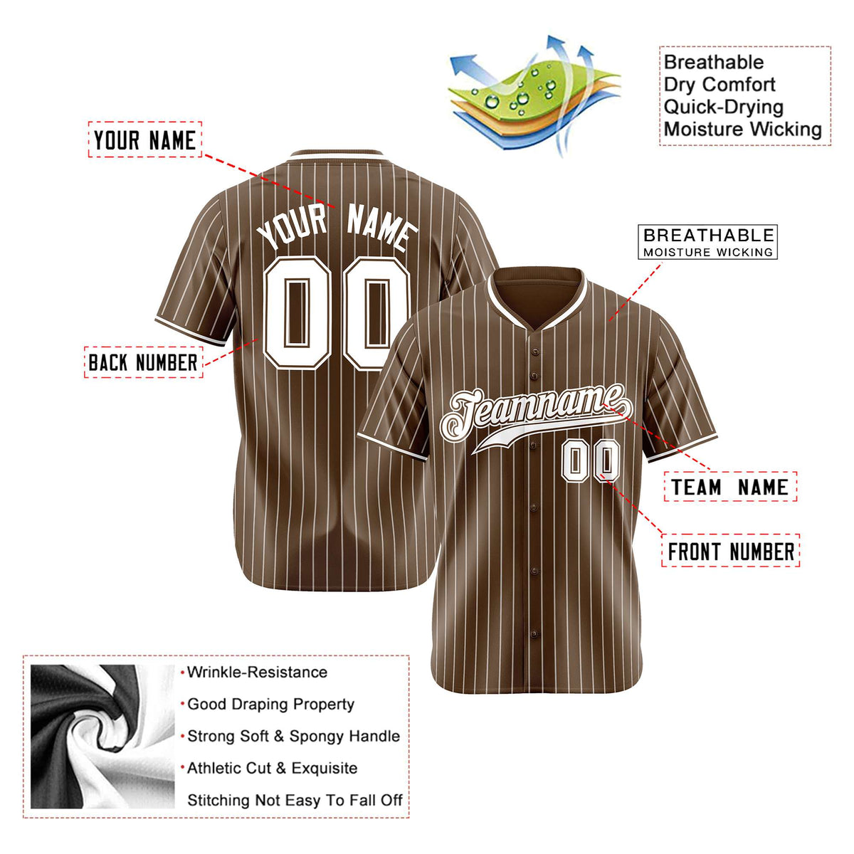 Custom Olive White Pinstripe White-Olive Authentic Baseball Jersey