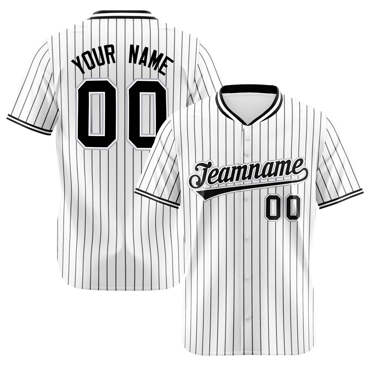 Custom White Black Pinstripe White-Black Authentic Baseball Jersey
