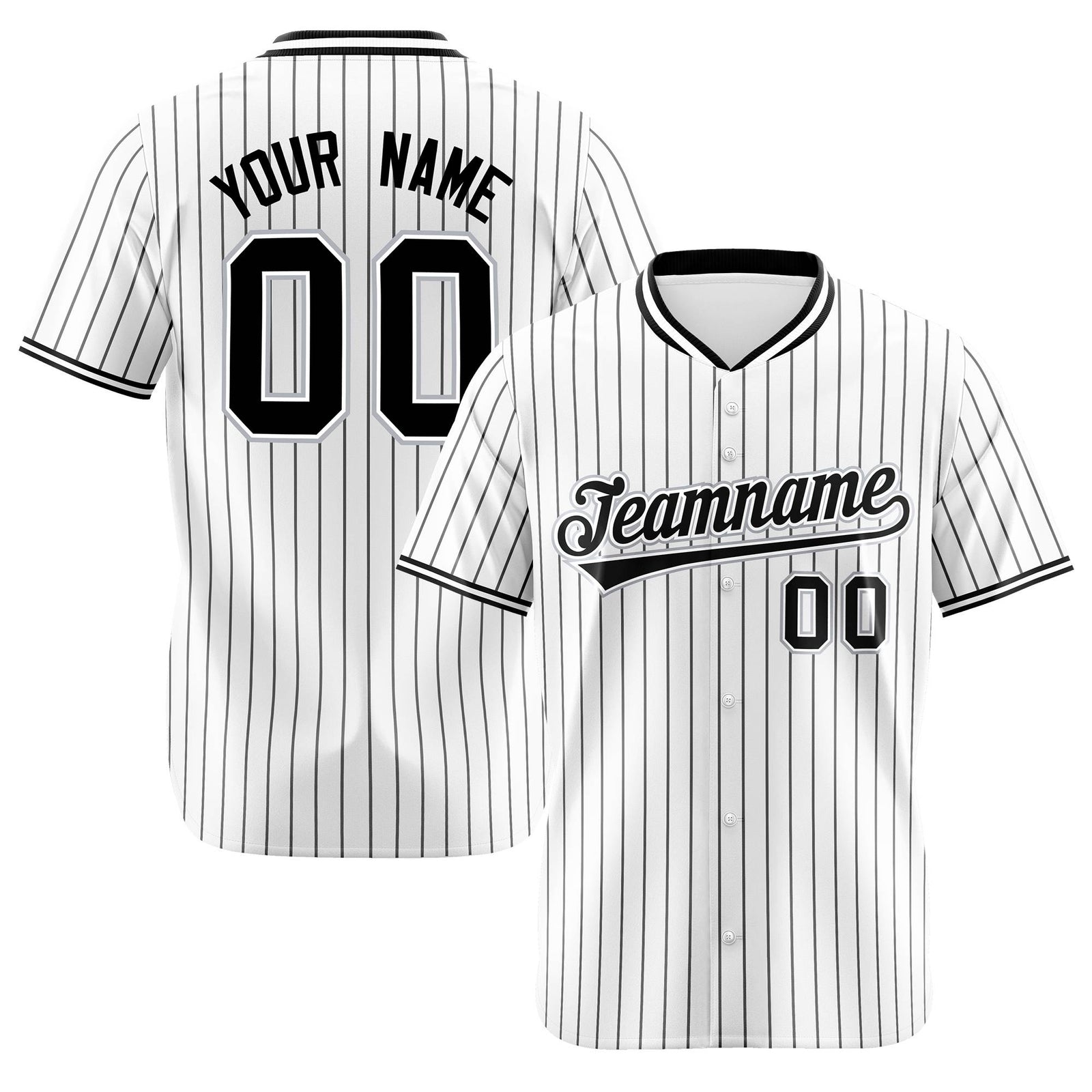 Custom White Black Pinstripe White-Black Authentic Baseball Jersey