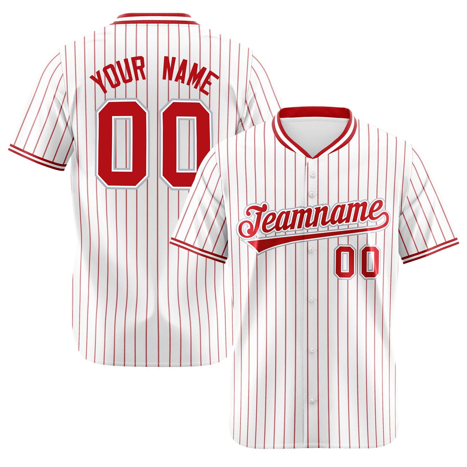 Custom White Red Pinstripe White-Red Authentic Baseball Jersey