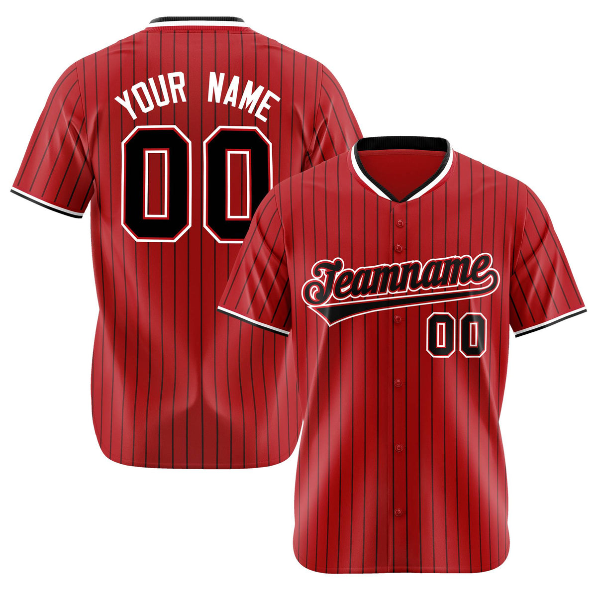 Custom Red Navy Pinstripe Navy-White Authentic Baseball Jersey