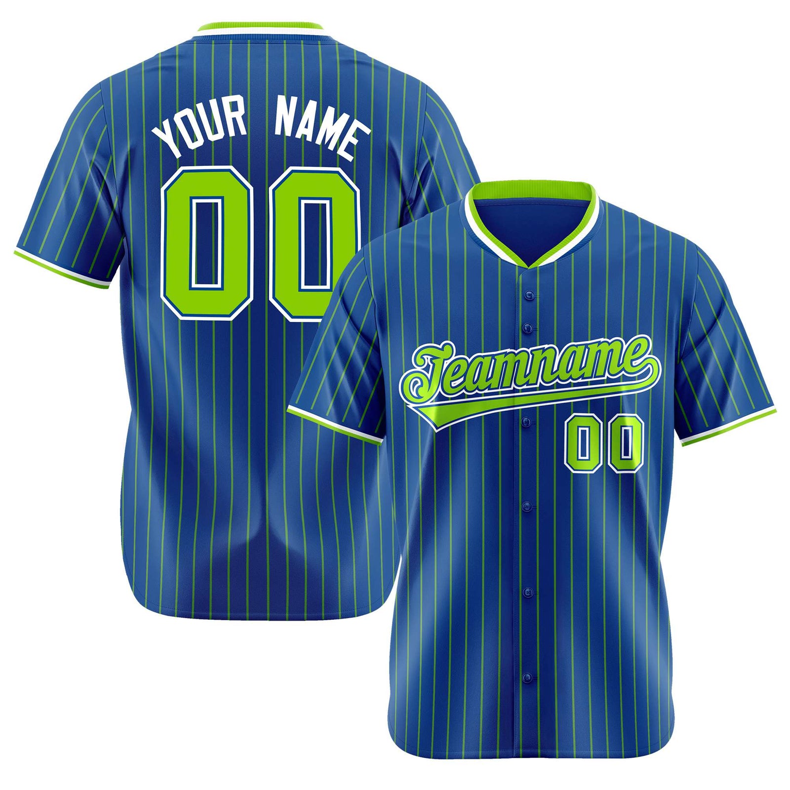 Custom Navy Neon-Green Pinstripe Neon-Green White Authentic Baseball Jersey