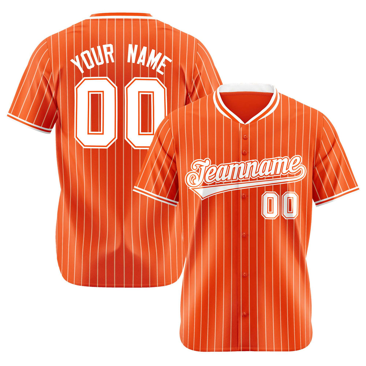 Custom Orange White Pinstripe White-Orange Authentic Baseball Jersey
