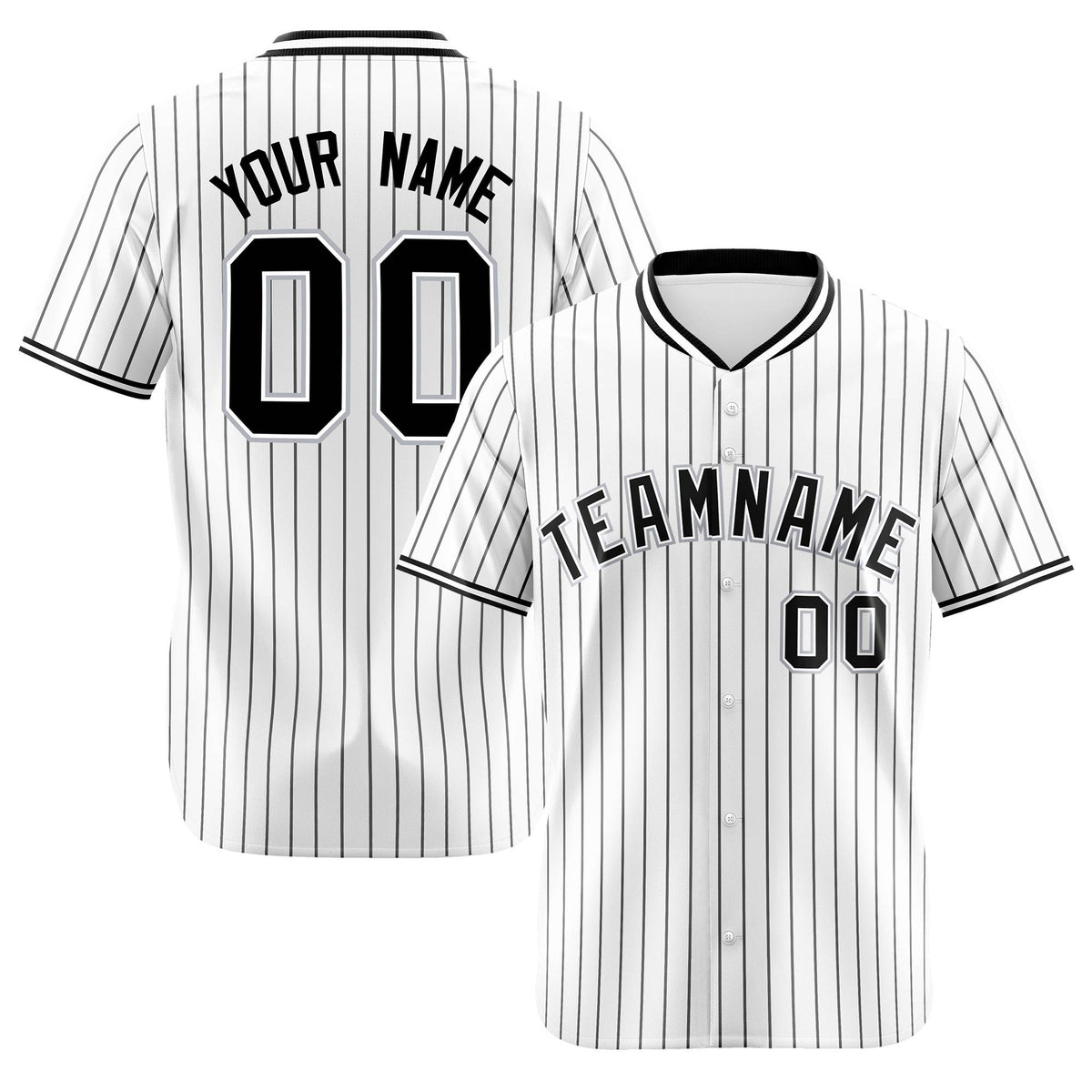 Custom White Black Pinstripe White-Black Authentic Baseball Jersey