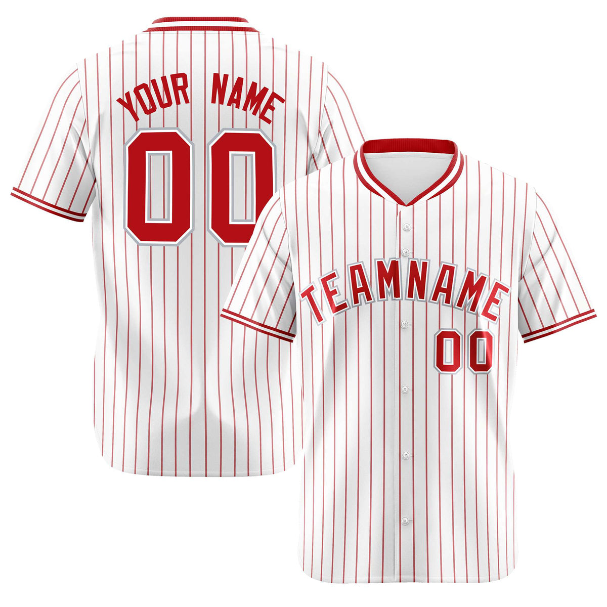 Custom White Red Pinstripe White-Red Authentic Baseball Jersey