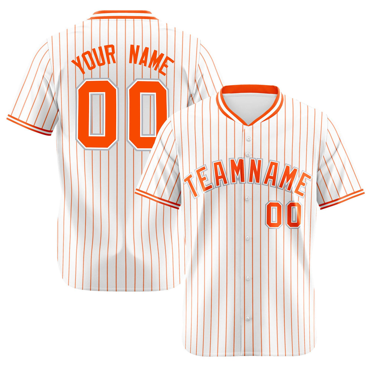 Custom White Orange Pinstripe White-Orange Authentic Baseball Jersey