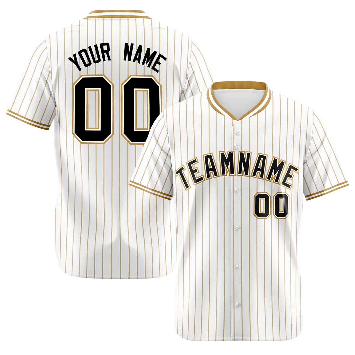 Custom White Brown Pinstripe White-Brown Black Authentic Baseball Jersey