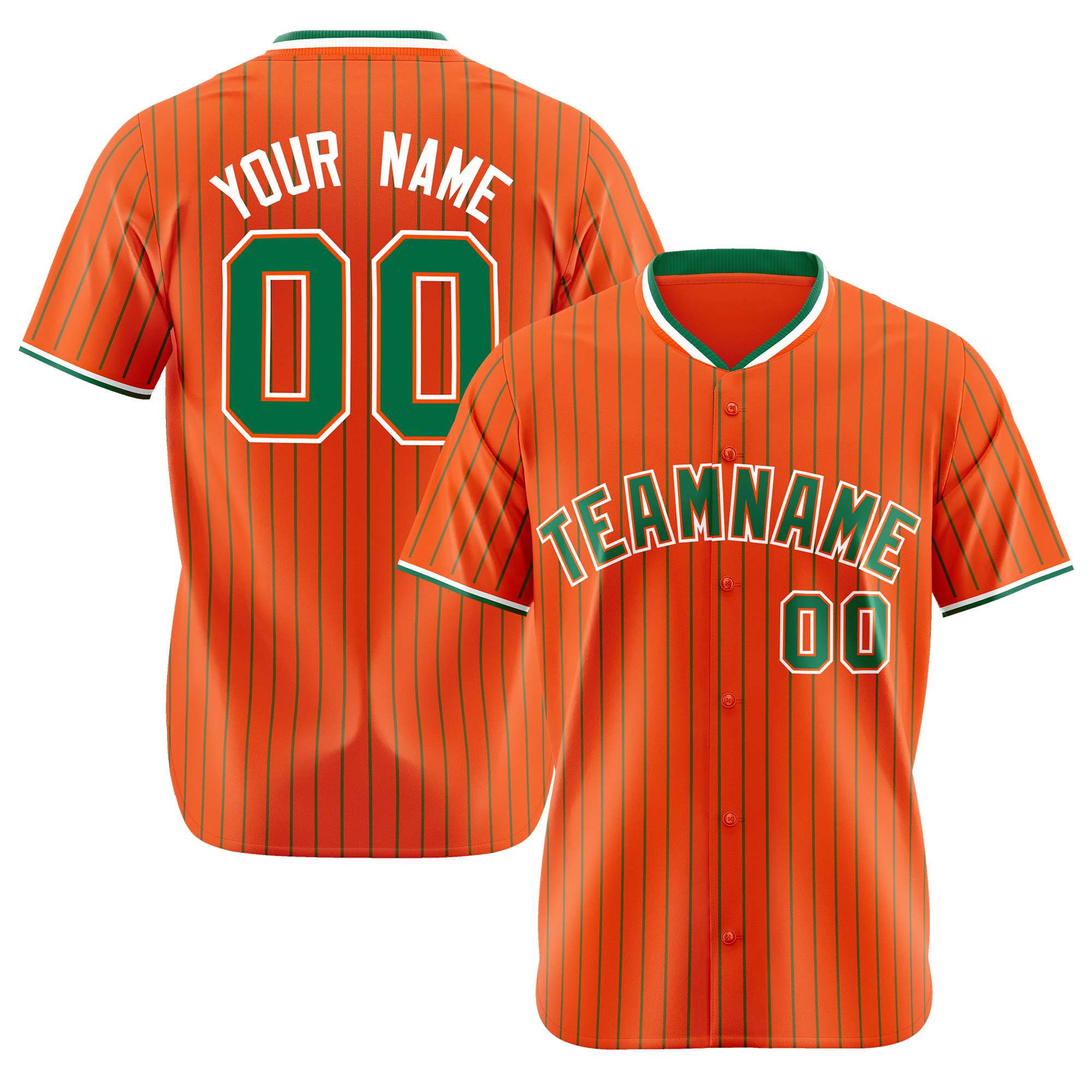 Custom Orange Kelly-Green Pinstripe Kelly-Green White Authentic Baseball Jersey