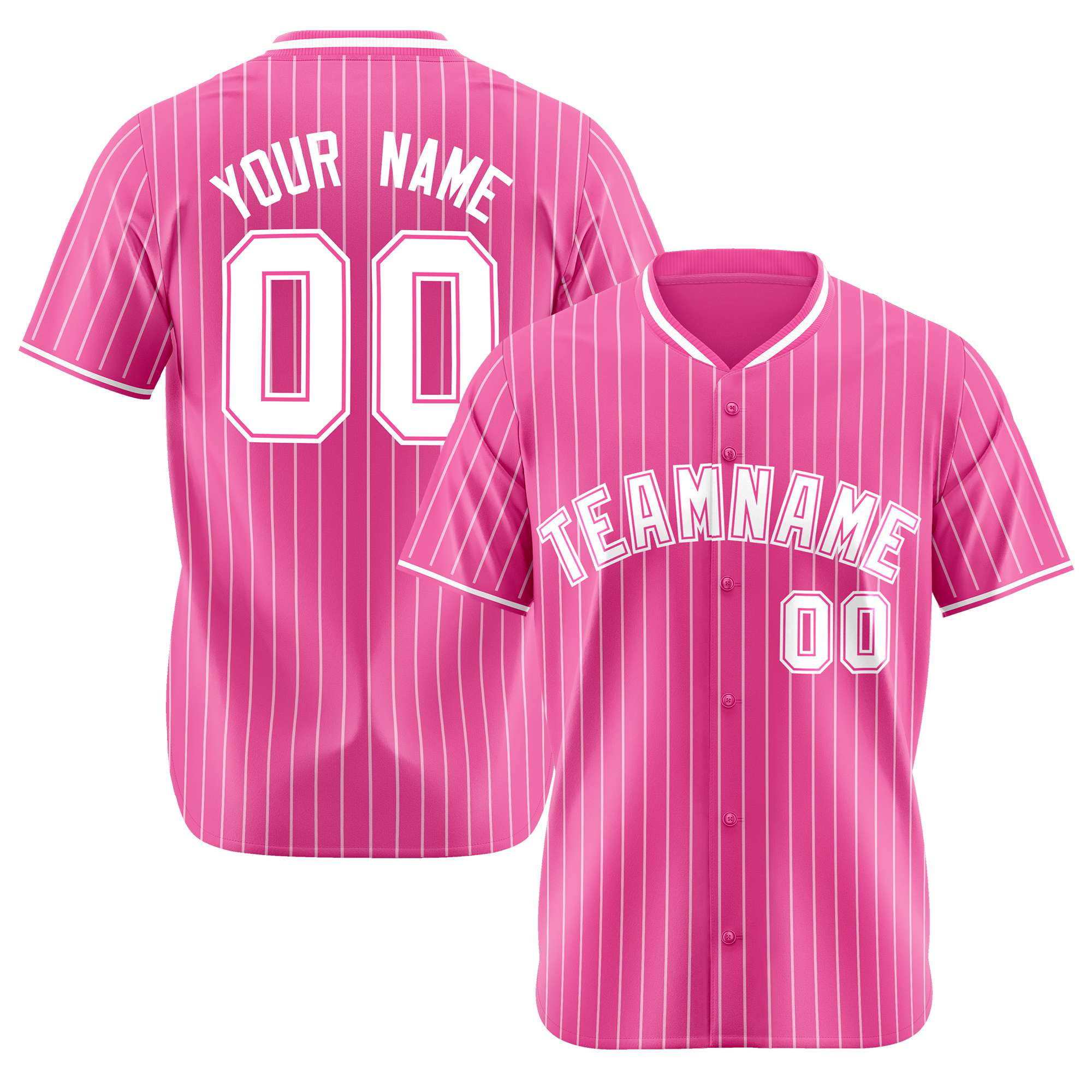 Custom Pink Navy Pinstripe Navy-White Authentic Baseball Jersey