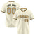 Custom Cream Brown Pinstripe Brown-Black Authentic Baseball Jersey