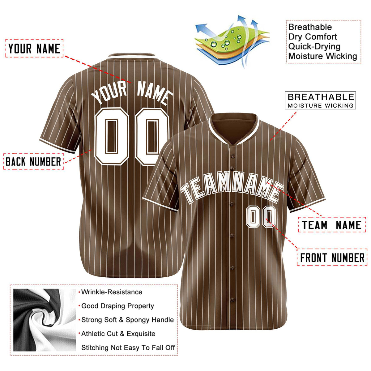 Custom Olive White Pinstripe White-Olive Authentic Baseball Jersey