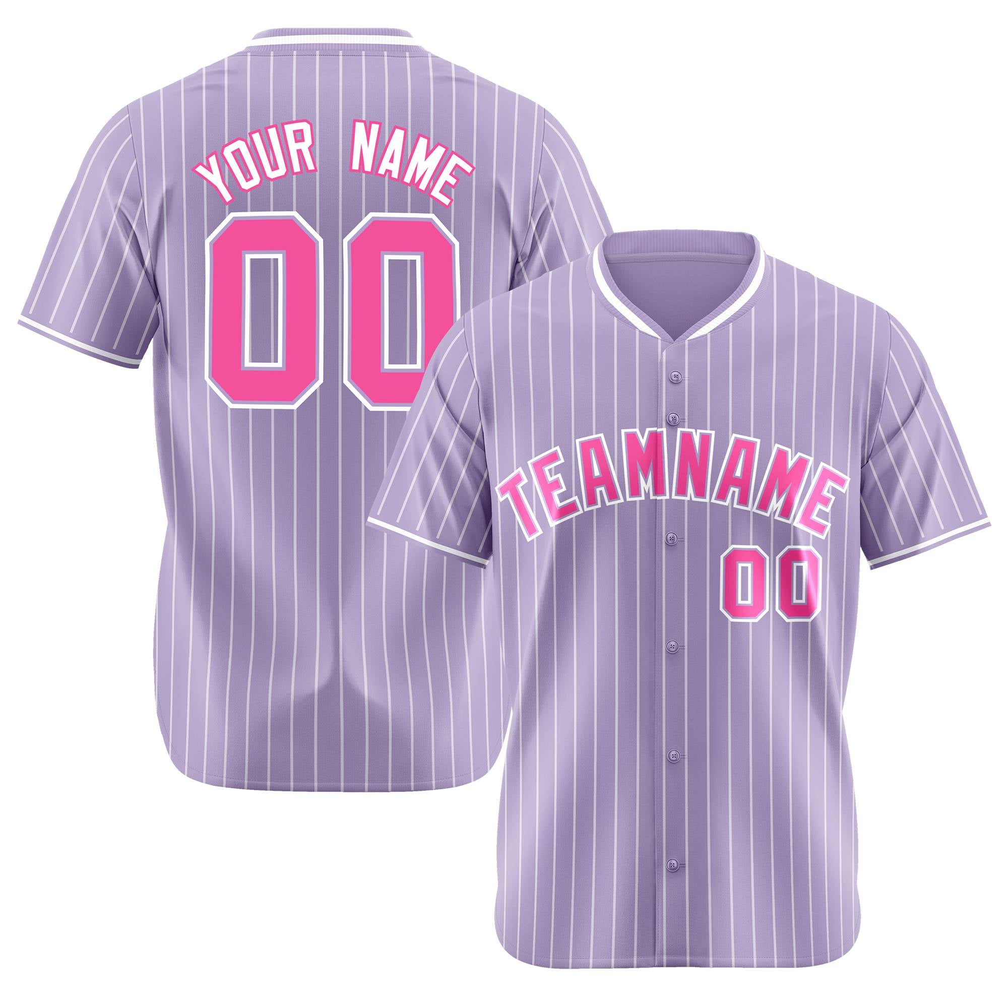 Custom Light Purple White Pinstripe Pink-White Authentic Baseball Jersey