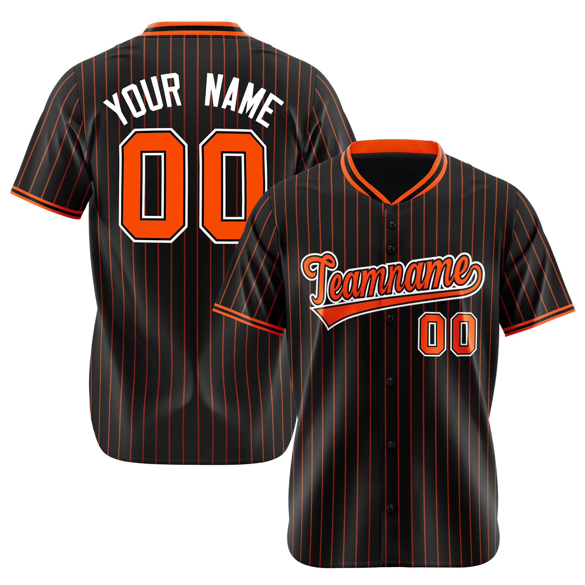 Custom Black Bay-Orange Pinstripe Bay-Orange White Authentic Baseball Jersey